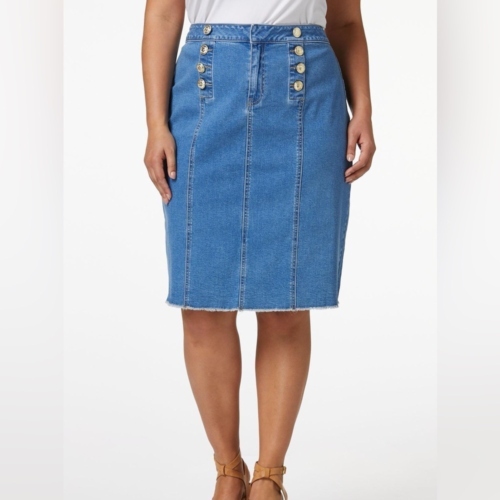 Cato Blue Denim Button-Front Skirt